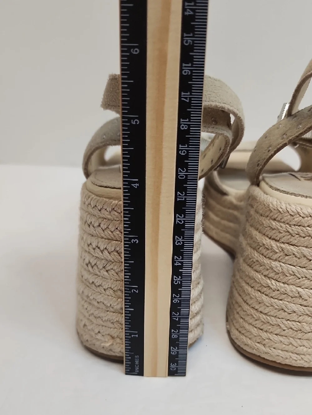 MIA Beige Suede Studded Espadrille Wedge Sandals Size 7.5
